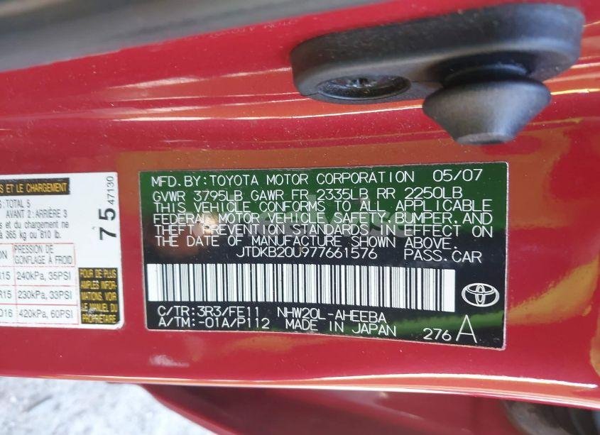 Photo 9 of 2007 Toyota Prius (VIN JTDKB20U977661576)