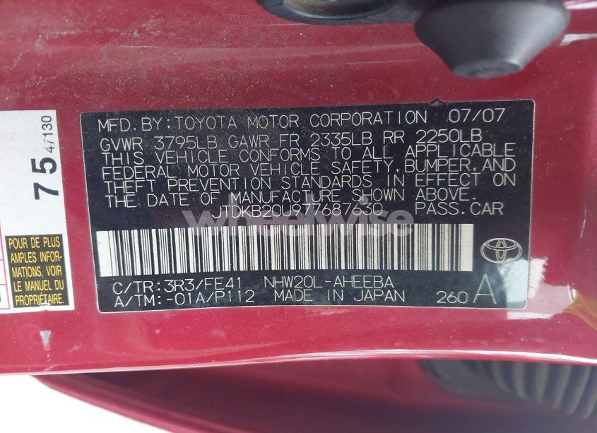 Photo 9 of 2007 Toyota Prius (VIN JTDKB20U977687630)