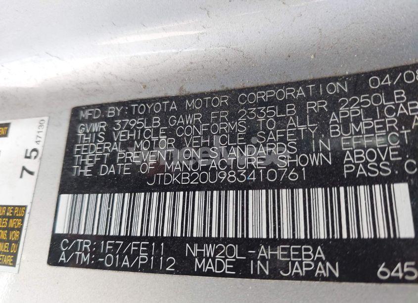 Photo 9 of 2008 Toyota Prius (VIN JTDKB20U983410761)