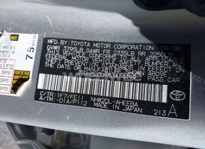 Photo 9 of 2008 Toyota Prius (VIN JTDKB20U983414499)