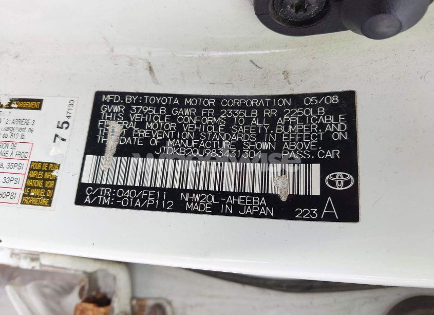 Photo 9 of 2008 Toyota Prius (VIN JTDKB20U983431304)