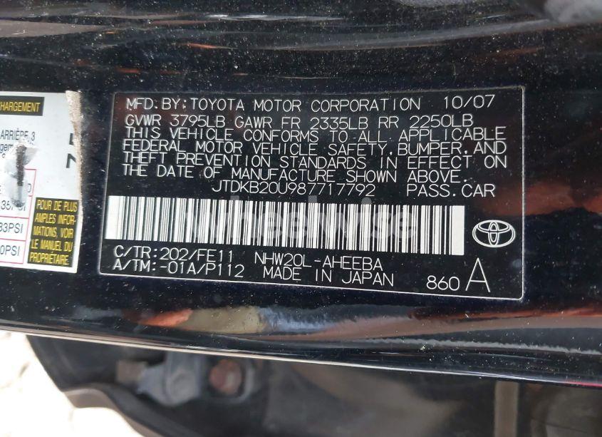 Photo 9 of 2008 Toyota Prius (VIN JTDKB20U987717792)