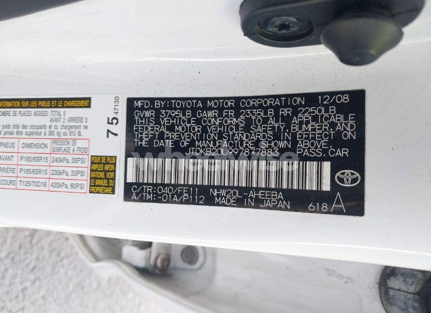 Photo 9 of 2009 Toyota Prius STANDARD (VIN JTDKB20U997877883)