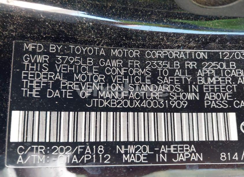 Photo 9 of 2004 Toyota Prius (VIN JTDKB20UX40031909)