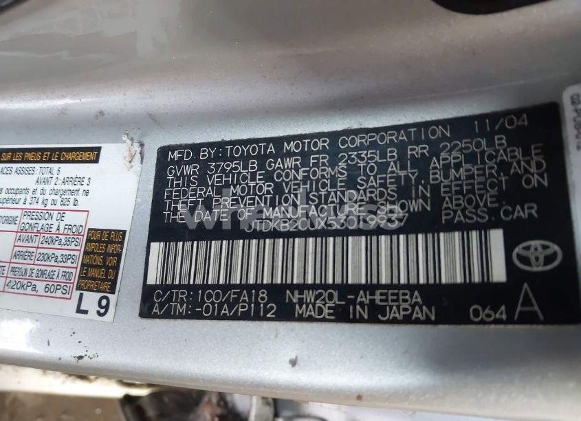 Photo 9 of 2005 Toyota Prius (VIN JTDKB20UX53019937)