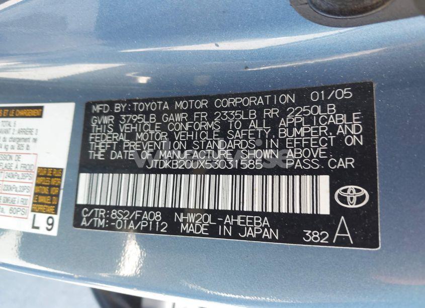 Photo 9 of 2005 Toyota Prius (VIN JTDKB20UX53031585)