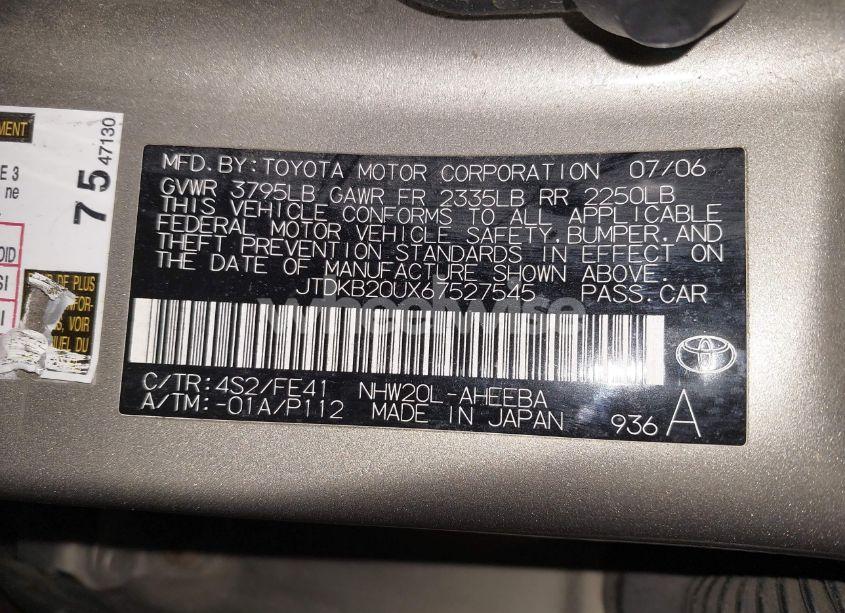 Photo 9 of 2006 Toyota Prius (VIN JTDKB20UX67527545)