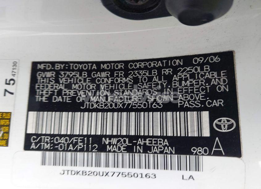 Photo 9 of 2007 Toyota Prius (VIN JTDKB20UX77550163)