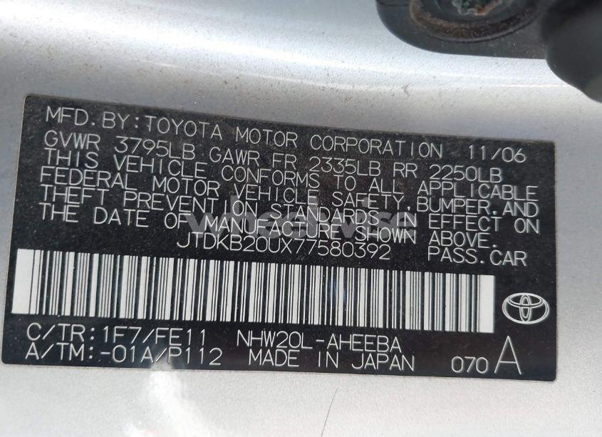 Photo 9 of 2007 Toyota Prius TOURING (VIN JTDKB20UX77580392)
