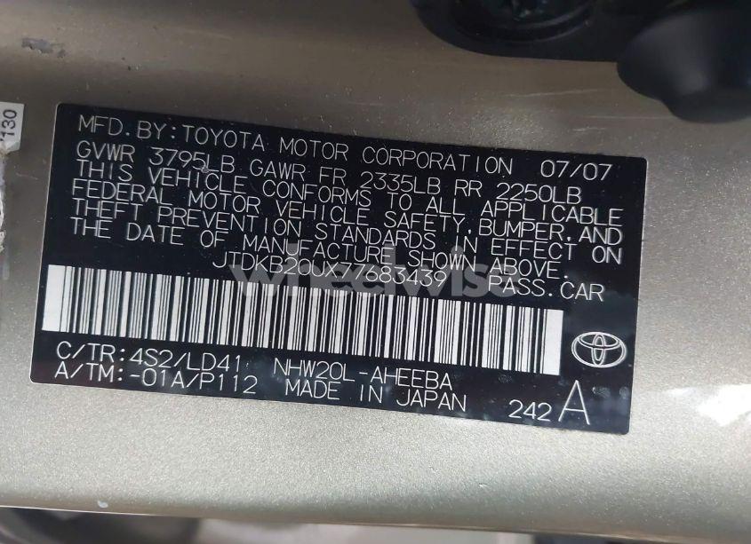 Photo 9 of 2007 Toyota Prius (VIN JTDKB20UX77683439)