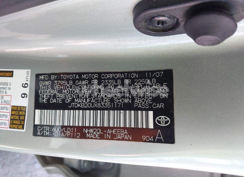 Photo 9 of 2008 Toyota Prius TOURING (VIN JTDKB20UX83351171)