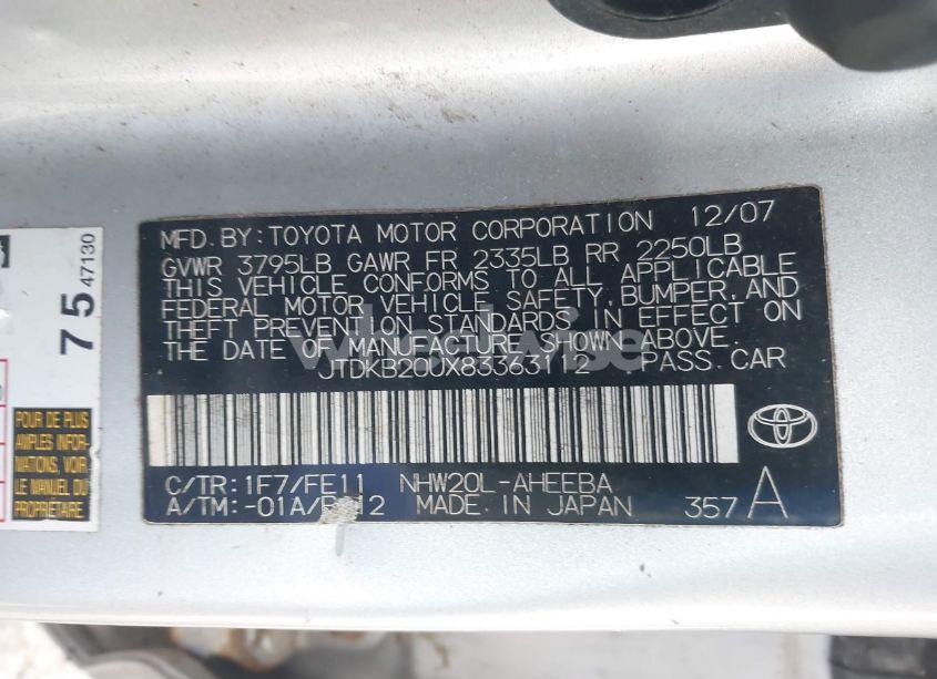 Photo 9 of 2008 Toyota Prius (VIN JTDKB20UX83363112)