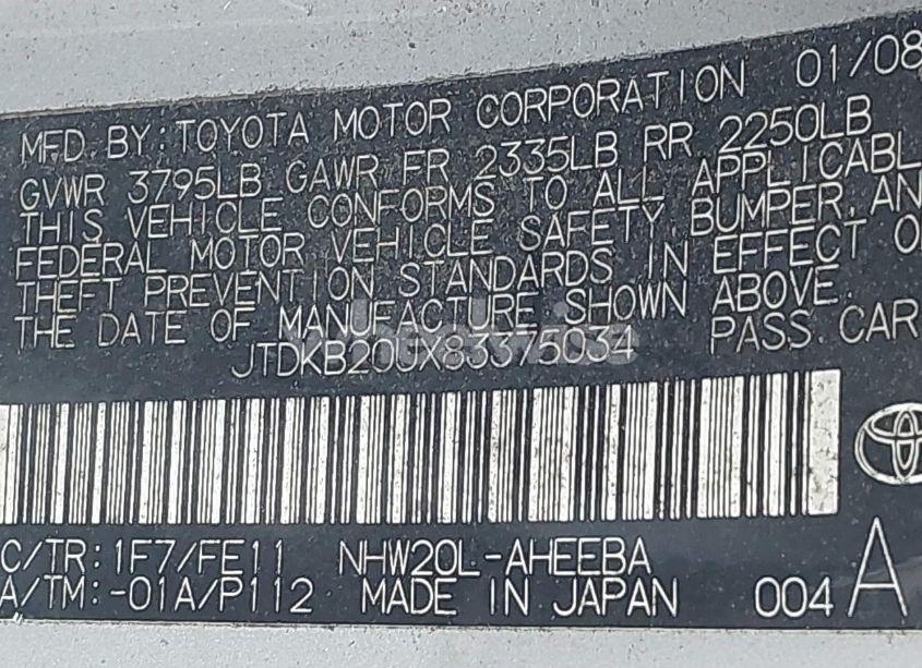 Photo 9 of 2008 Toyota Prius (VIN JTDKB20UX83375034)