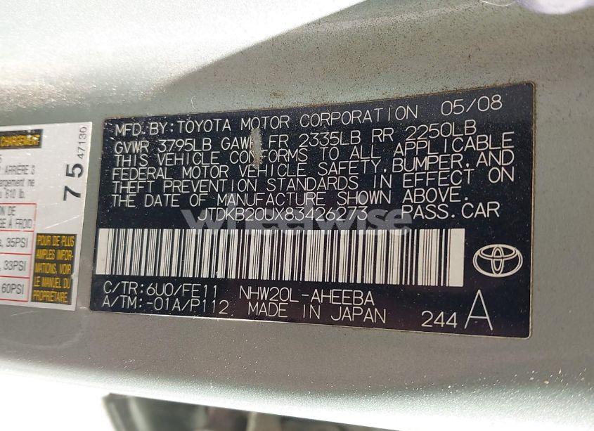 Photo 9 of 2008 Toyota Prius (VIN JTDKB20UX83426273)