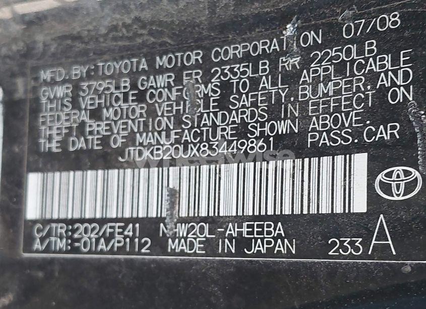 Photo 9 of 2008 Toyota Prius (VIN JTDKB20UX83449861)