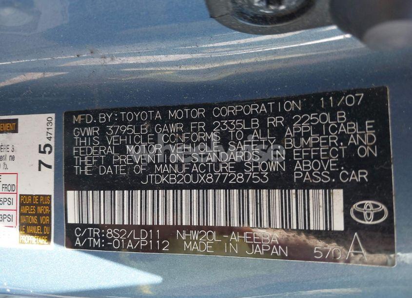 Photo 9 of 2008 Toyota Prius (VIN JTDKB20UX87728753)