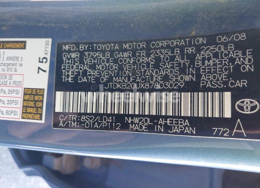 Photo 9 of 2008 Toyota Prius (VIN JTDKB20UX87803029)