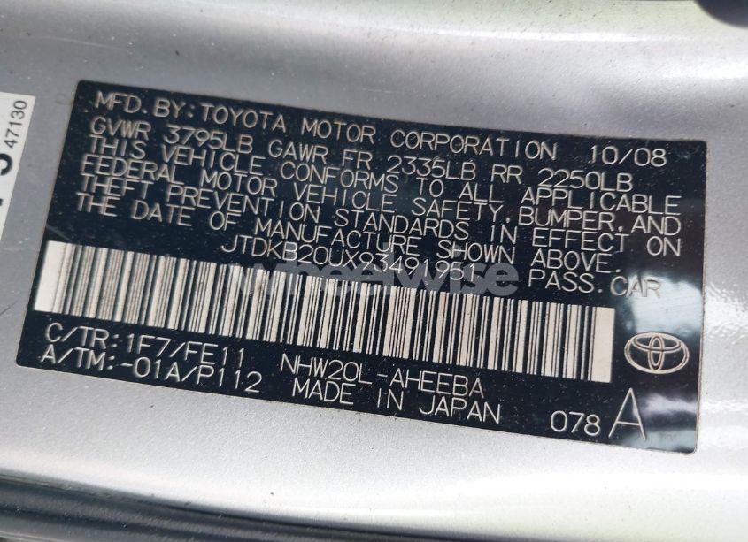 Photo 9 of 2009 Toyota Prius (VIN JTDKB20UX93491951)