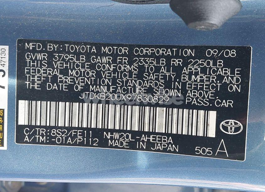 Photo 9 of 2009 Toyota Prius (VIN JTDKB20UX97830829)