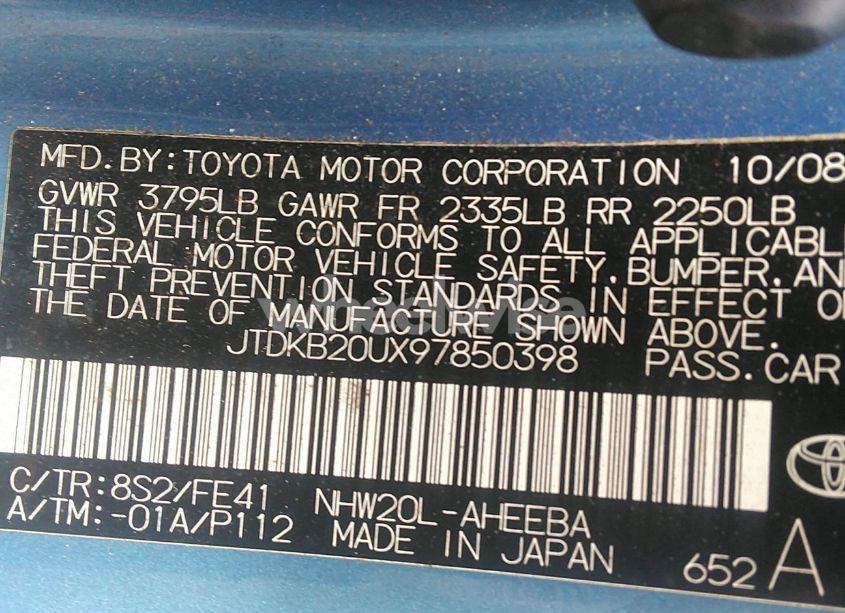 Photo 9 of 2009 Toyota Prius (VIN JTDKB20UX97850398)