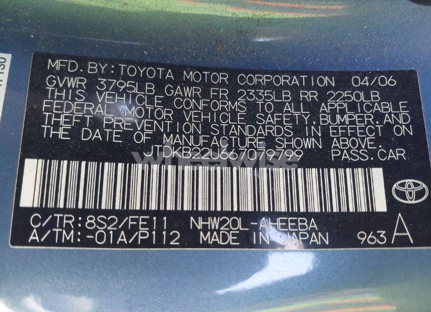 Photo 9 of 2006 Toyota Prius (VIN JTDKB22U667079799)