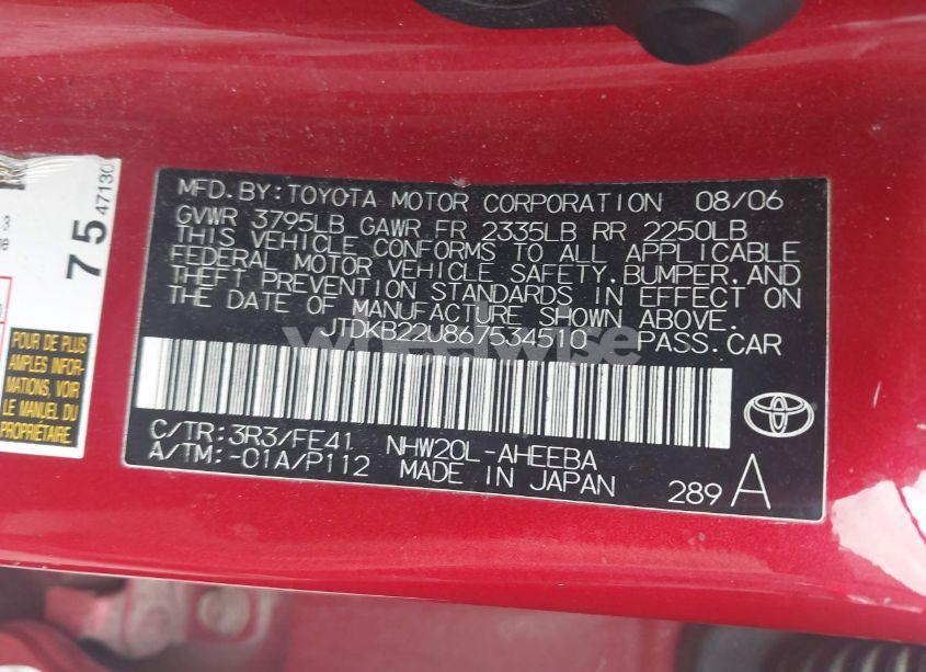 Photo 9 of 2006 Toyota Prius (VIN JTDKB22U867534510)