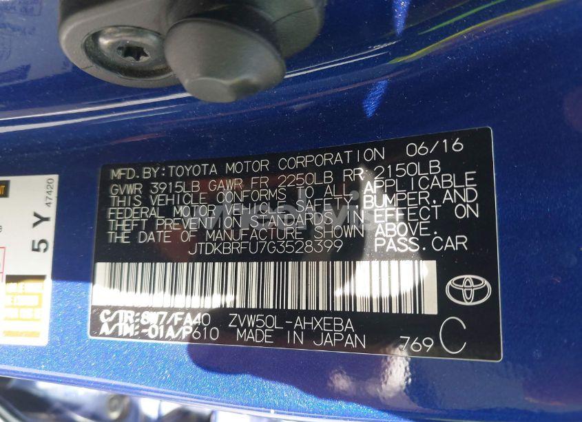 Photo 9 of 2016 Toyota Prius TWO (VIN JTDKBRFU7G3528399)