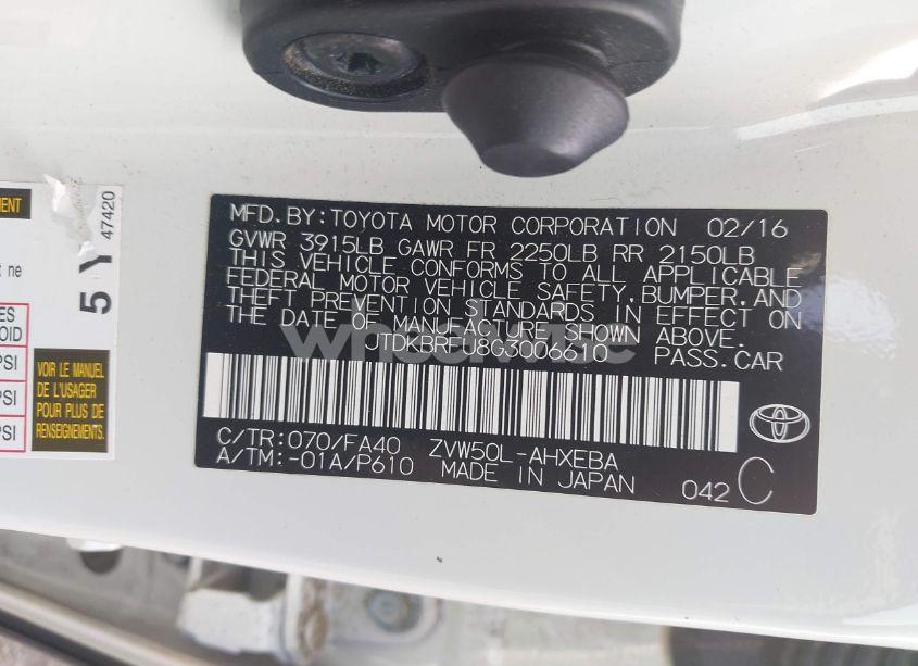 Photo 9 of 2016 Toyota Prius TWO (VIN JTDKBRFU8G3006610)