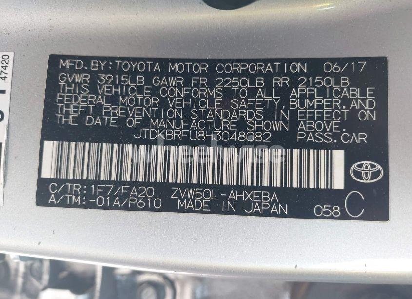 Photo 9 of 2017 Toyota Prius TWO (VIN JTDKBRFU8H3048082)