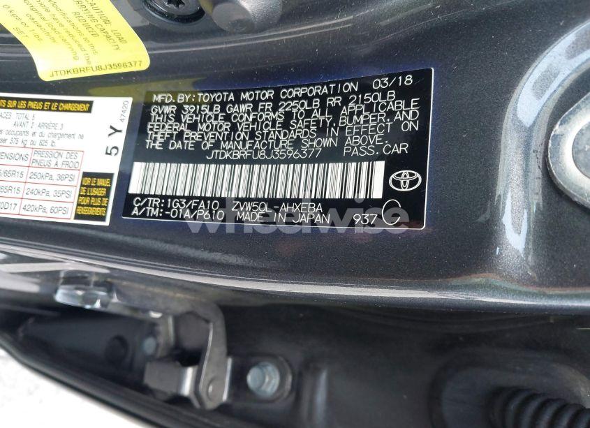 Photo 9 of 2018 Toyota Prius TWO (VIN JTDKBRFU8J3596377)