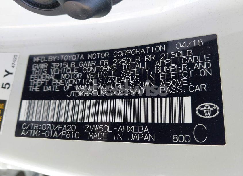 Photo 9 of 2018 Toyota Prius (VIN JTDKBRFU9J3063860)