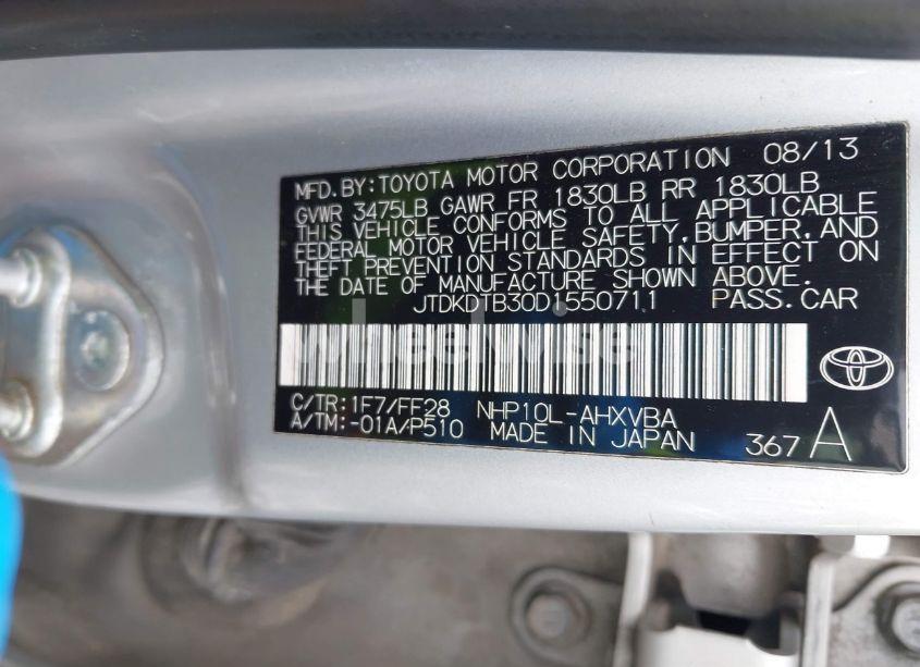 Photo 9 of 2013 Toyota Prius C TWO (VIN JTDKDTB30D1550711)