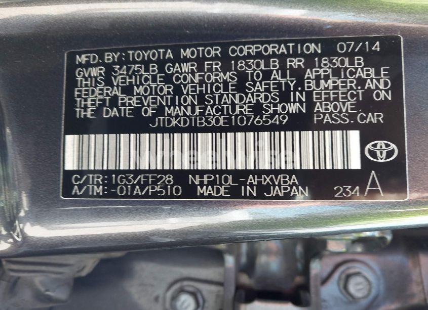 Photo 9 of 2014 Toyota Prius C TWO (VIN JTDKDTB30E1076549)