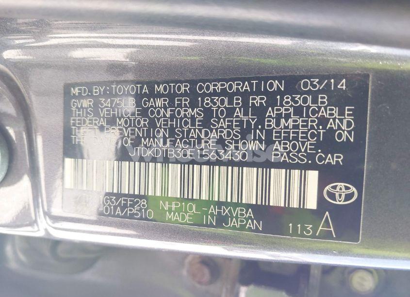 Photo 9 of 2014 Toyota Prius C TWO (VIN JTDKDTB30E1563430)