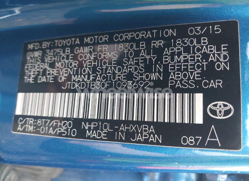 Photo 9 of 2015 Toyota Prius C ONE (VIN JTDKDTB30F1093692)