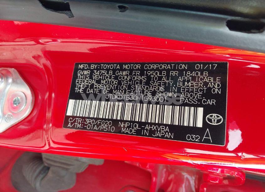 Photo 9 of 2017 Toyota Prius C TWO (VIN JTDKDTB30H1593001)