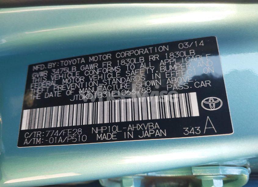 Photo 9 of 2014 Toyota Prius C ONE (VIN JTDKDTB31E1066788)