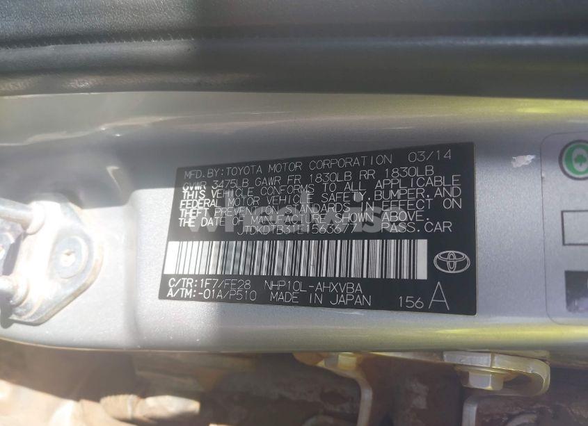 Photo 9 of 2014 Toyota Prius C ONE (VIN JTDKDTB31E1563677)