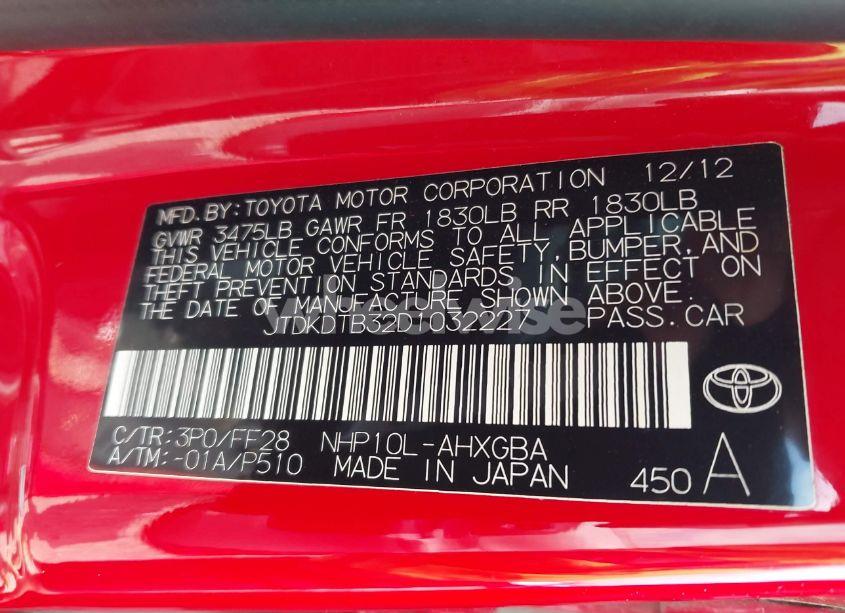 Photo 9 of 2013 Toyota Prius C THREE (VIN JTDKDTB32D1032227)