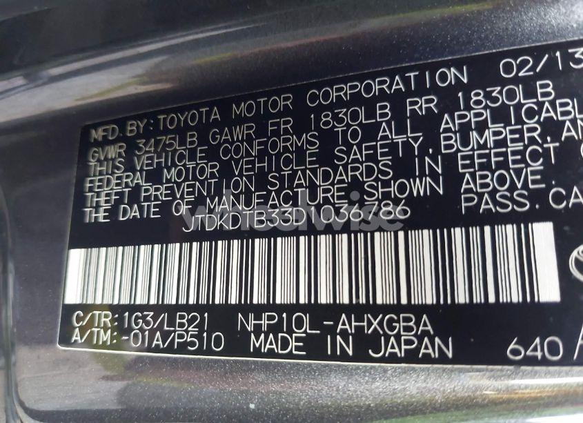 Photo 9 of 2013 Toyota Prius C FOUR (VIN JTDKDTB33D1036786)