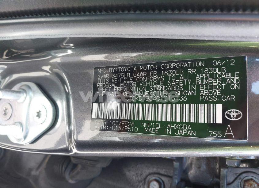 Photo 9 of 2012 Toyota Prius C FOUR/ONE/THREE/TWO (VIN JTDKDTB34C1015136)