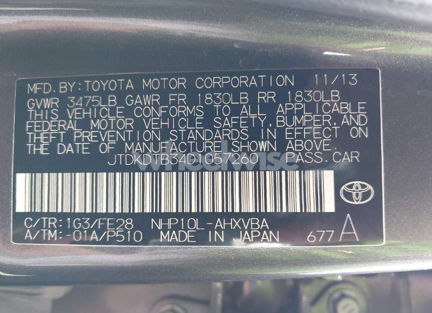 Photo 9 of 2013 Toyota Prius C ONE (VIN JTDKDTB34D1057260)