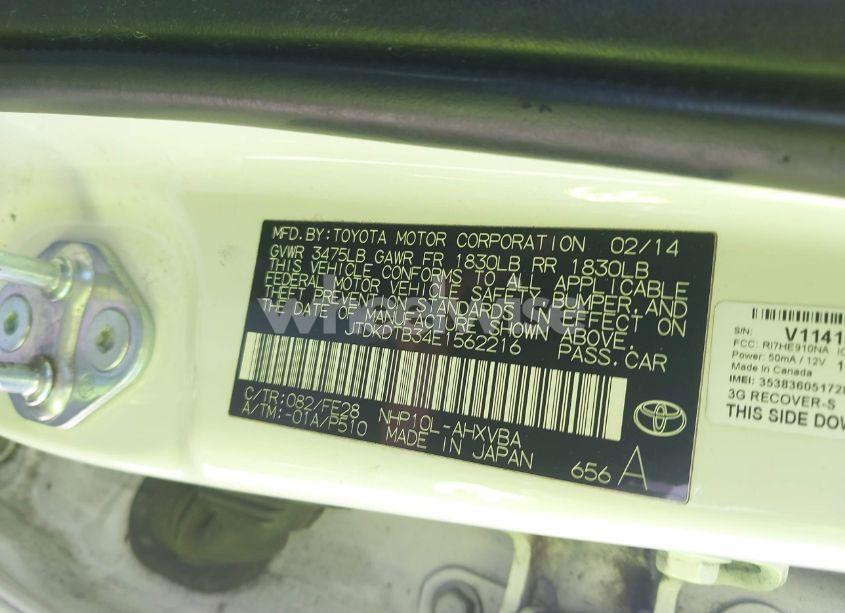 Photo 9 of 2014 Toyota Prius C ONE (VIN JTDKDTB34E1562216)