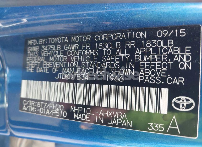 Photo 9 of 2015 Toyota Prius C ONE (VIN JTDKDTB34F1111966)