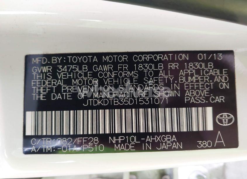 Photo 9 of 2013 Toyota Prius C THREE (VIN JTDKDTB35D1531071)