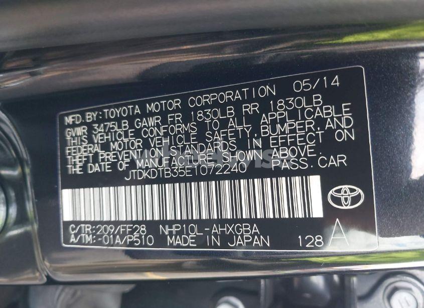 Photo 9 of 2014 Toyota Prius C THREE (VIN JTDKDTB35E1072240)