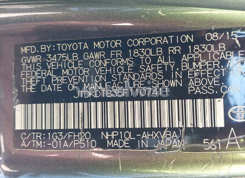 Photo 9 of 2015 Toyota Prius C ONE (VIN JTDKDTB35F1107411)