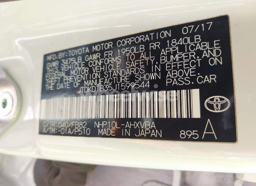 Photo 9 of 2018 Toyota Prius C TWO (VIN JTDKDTB35J1599544)