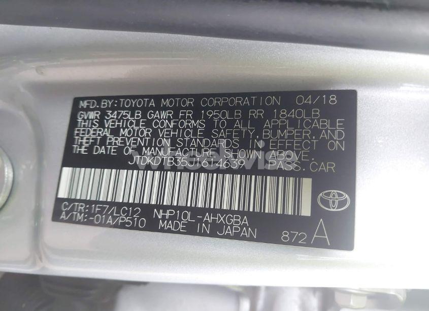 Photo 9 of 2018 Toyota Prius C FOUR (VIN JTDKDTB35J1614639)