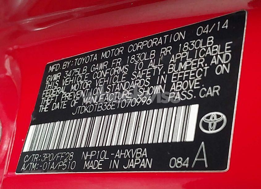 Photo 9 of 2014 Toyota Prius C TWO (VIN JTDKDTB36E1070996)